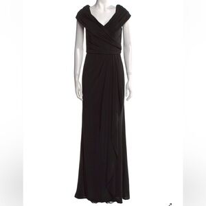 La Femme Black V Neck Long Dress Size 14